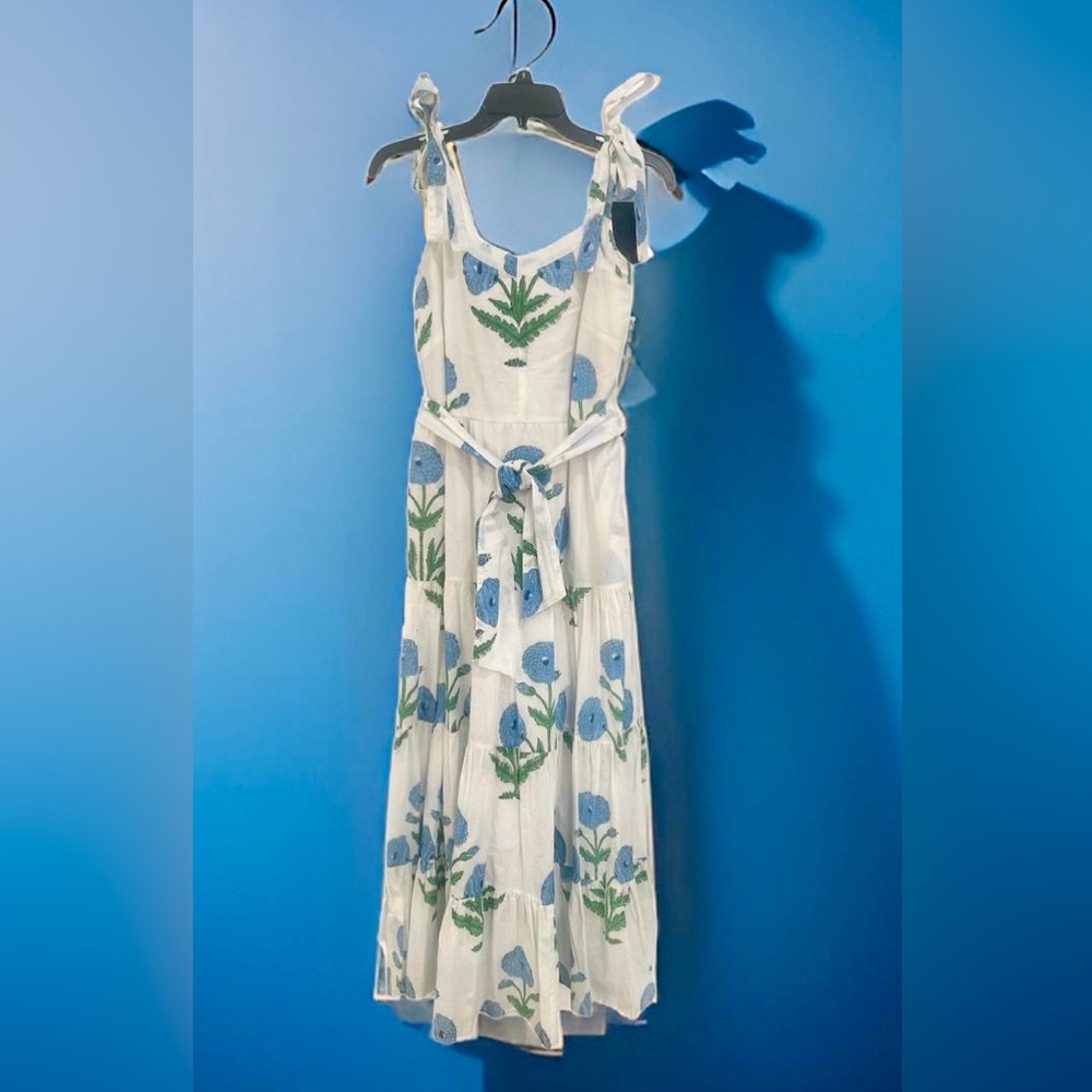 Beau and Ro front or back tie floral print dress.
